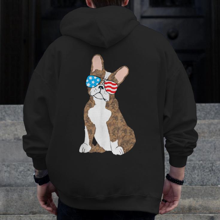 Brindle Boston Terrier Dog Patriotic Shirt USA Flag Men Zip Up Hoodie Back Print, Patriotic Boston Terrier Gifts, funny design