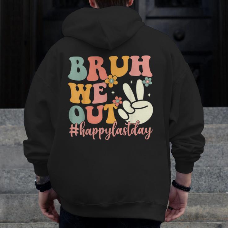 Bruh We Out Teacher Retro Last Day Of School Boys Girls Kids Men Zip Up Hoodie Back Print, funny design Bruh We Out Teacher Retro Last Day Of School Boys Girls Kids Men Zip Up Hoodie Back Print, funny design