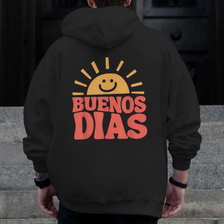 Buenos Dias Spanish Teacher Appreciation Back To School Men Zip Up Hoodie Back Print, funny design