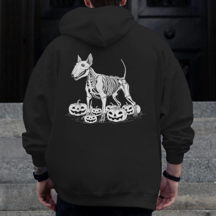 Bull Terrier Skeleton Birthday Halloween Kids Men Zip Up Hoodie Back Print, funny design