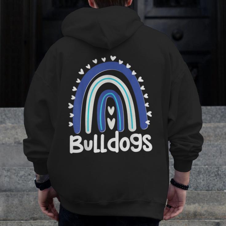 Bulldogs School Mascot Rainbow Teacher Lover Men Zip Up Hoodie Back Print, funny design Bulldogs School Mascot Rainbow Teacher Lover Men Zip Up Hoodie Back Print, funny design