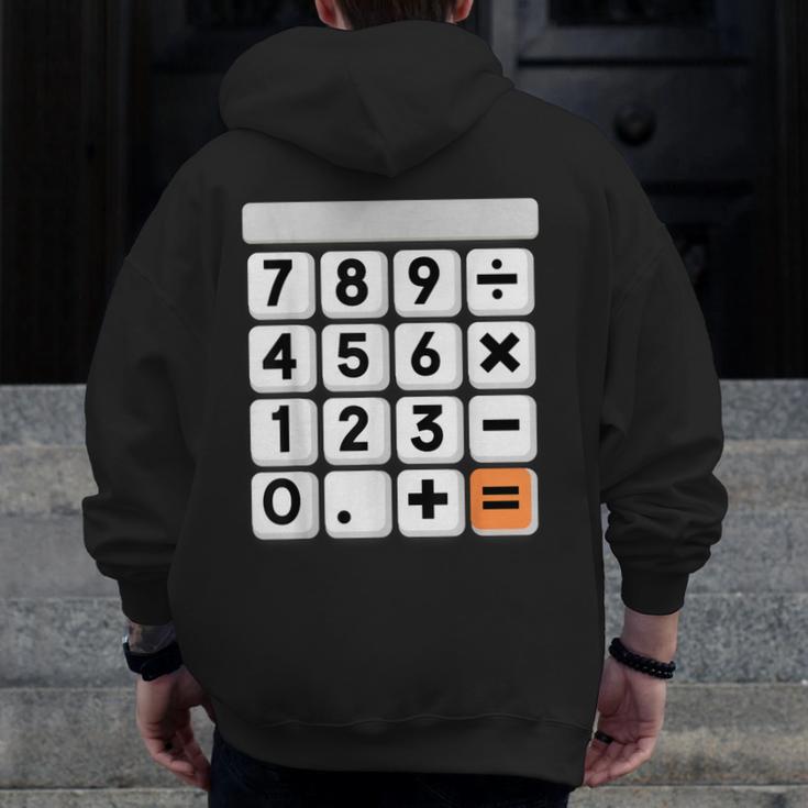Calculator Easy Halloween Costume For Math Teacher Men Zip Up Hoodie Back Print, funny design