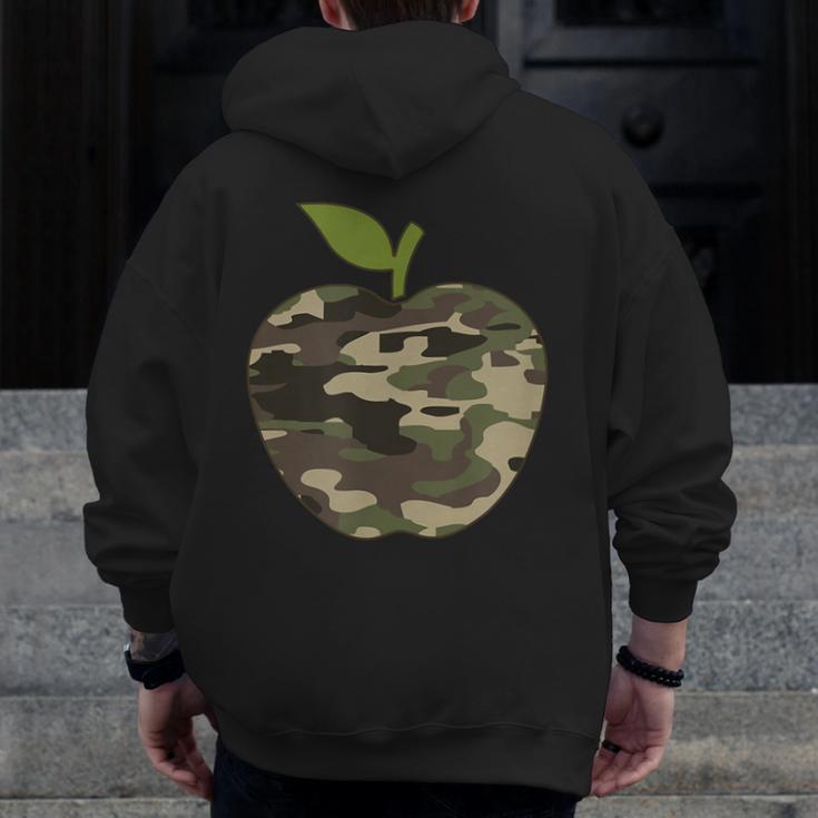 Camo Apple Camouflage Clothing School Student Camo Teacher Men Women Kids Men Zip Up Hoodie Back Print, funny design