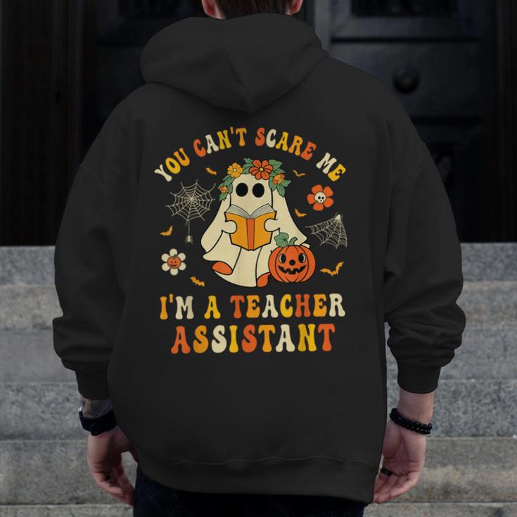 You Can't Scare Me I'm A School Teachers Assistant Halloween Men Zip Up Hoodie Back Print, funny design You Can't Scare Me I'm A School Teachers Assistant Halloween Men Zip Up Hoodie Back Print, funny design