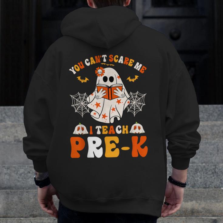 You Cant Scare Me I Teach Pre-K Teacher Halloween Men Zip Up Hoodie Back Print, funny design You Cant Scare Me I Teach Pre-K Teacher Halloween Men Zip Up Hoodie Back Print, funny design
