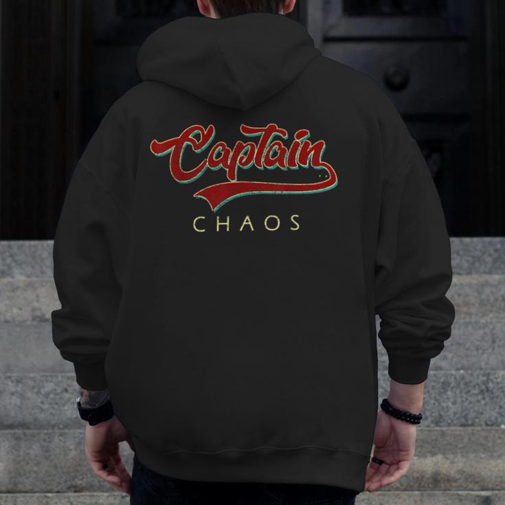 Captain Chaos Shirt For Parent Teacher Or Crazy Child Men Zip Up Hoodie Back Print, funny design