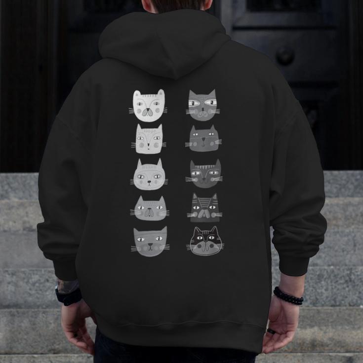 Cat Themed Artist Value Scale Educational Art Teacher Men Zip Up Hoodie Back Print, funny design Cat Themed Artist Value Scale Educational Art Teacher Men Zip Up Hoodie Back Print, funny design