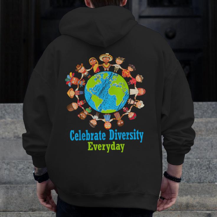 Celebrate Diversity Everyday Teachers & School Student Men Zip Up Hoodie Back Print, funny design Celebrate Diversity Everyday Teachers & School Student Men Zip Up Hoodie Back Print, funny design