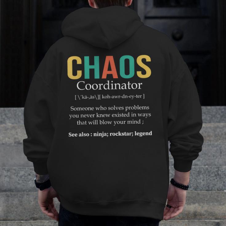 Chaos Coordinator Teacher Coworker Boss Appreciation Men Zip Up Hoodie Back Print, funny design Chaos Coordinator Teacher Coworker Boss Appreciation Men Zip Up Hoodie Back Print, funny design