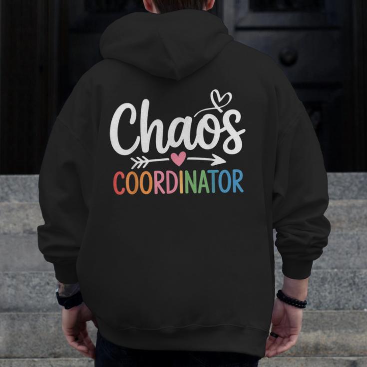 Chaos Coordinator Teacher Student Back To School 2025 Men Zip Up Hoodie Back Print, funny design