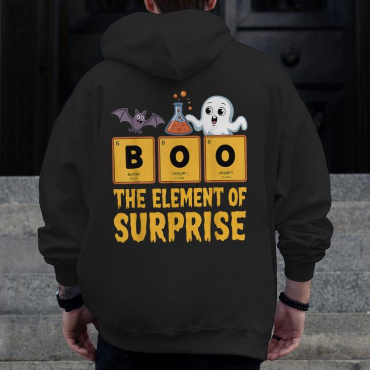 Chemistry Boo The Element Of Surprise Science Teacher Men Zip Up Hoodie Back Print, Science Teacher Gifts, funny design