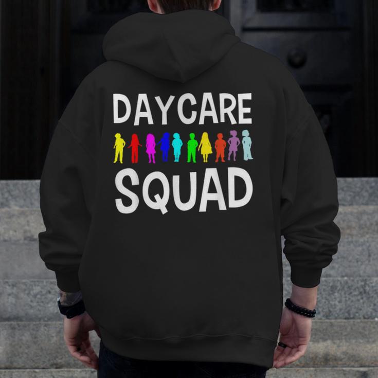 Childcare Daycare Squad Daycare Teacher Men Women Men Zip Up Hoodie Back Print, funny design