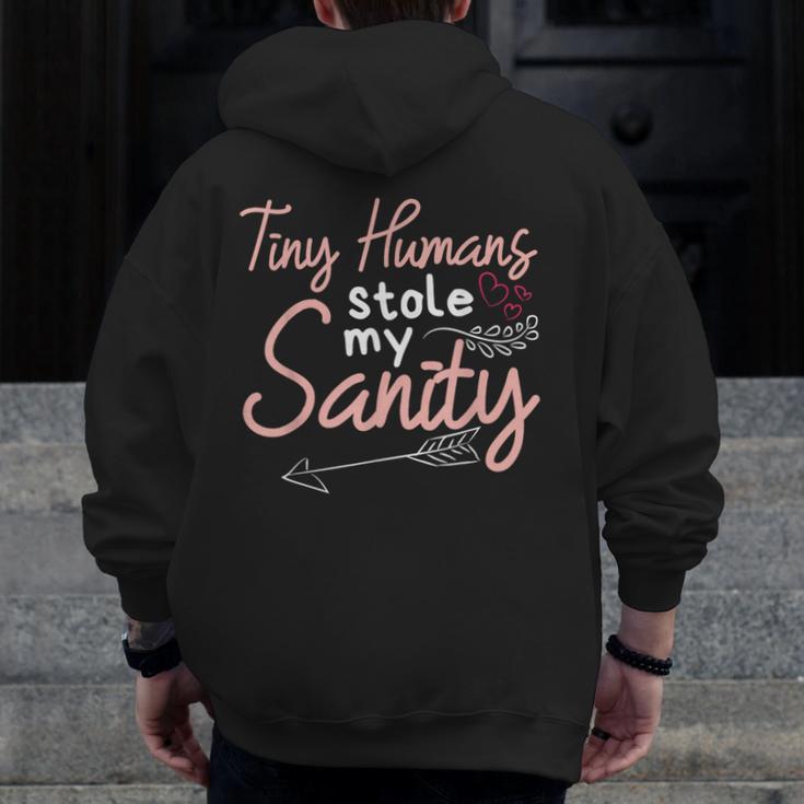 Childcare Provider Daycare Teacher Stole My Sanity Men Zip Up Hoodie Back Print, funny design