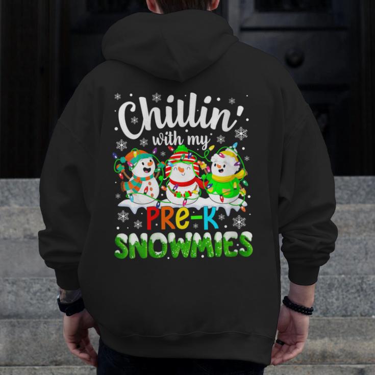 Chillin With My Pre-K Snowmies Christmas Teacher Xmas Men Zip Up Hoodie Back Print, funny design Chillin With My Pre-K Snowmies Christmas Teacher Xmas Men Zip Up Hoodie Back Print, funny design