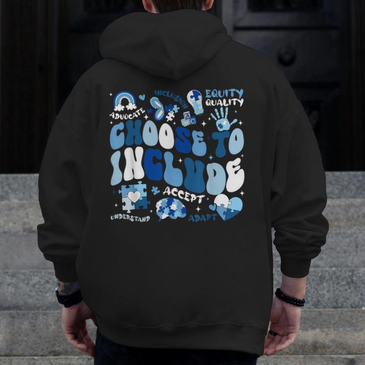 Choose To Include Inclusion Matters Autism Awareness Teacher Men Zip Up Hoodie Back Print, funny design