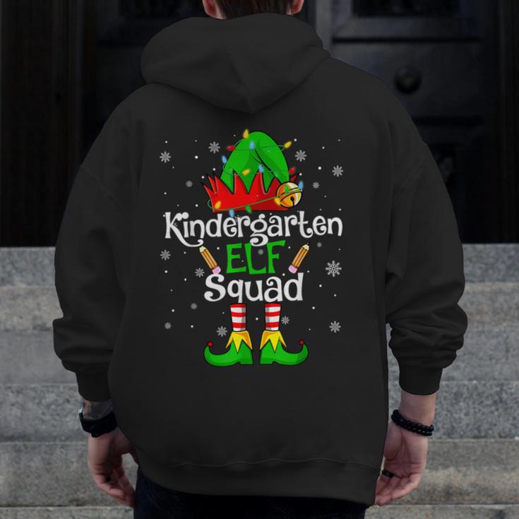 Christmas Kindergarten Elf Squad Teacher Student Men Zip Up Hoodie Back Print, funny design