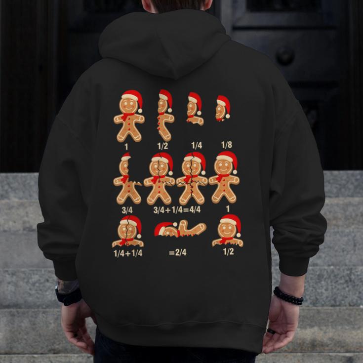 Christmas Math Teacher Equation Gingerbread With Santa Hat Men Women Men Zip Up Hoodie Back Print, funny design Christmas Math Teacher Equation Gingerbread With Santa Hat Men Women Men Zip Up Hoodie Back Print, funny design