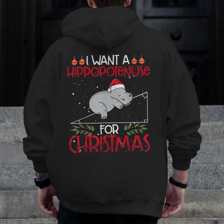 Christmas Math Teacher Hypotenuse Math Hippotenuse Men Women Men Zip Up Hoodie Back Print, funny design