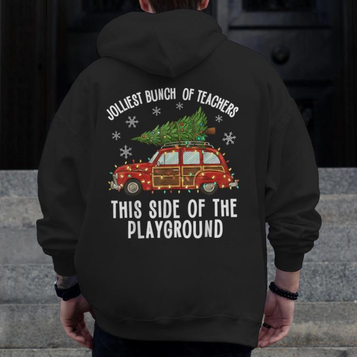 Christmas Teacher Squad Festive Car Tree Lights Xmas Men Zip Up Hoodie Back Print, funny design Christmas Teacher Squad Festive Car Tree Lights Xmas Men Zip Up Hoodie Back Print, funny design