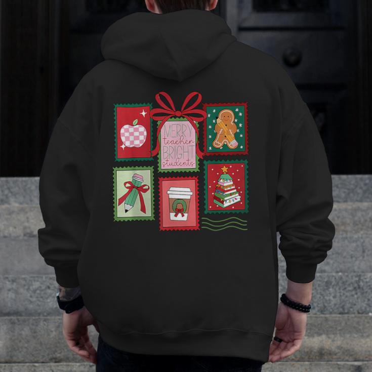 Christmas Teacher Stamps Men Zip Up Hoodie Back Print, funny design Christmas Teacher Stamps Men Zip Up Hoodie Back Print, funny design