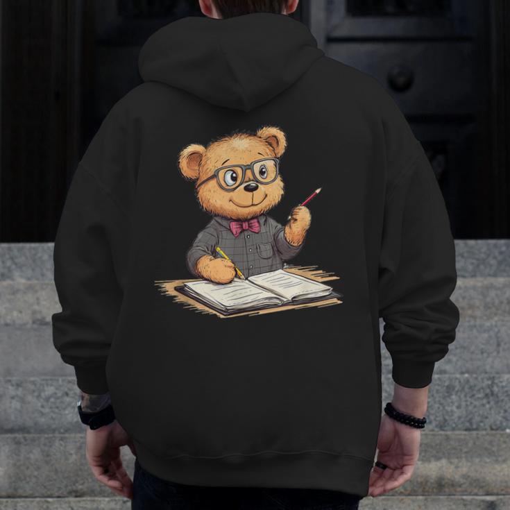 Classroom Fun With Teddy Bear Teacher Men Zip Up Hoodie Back Print, funny design Classroom Fun With Teddy Bear Teacher Men Zip Up Hoodie Back Print, funny design