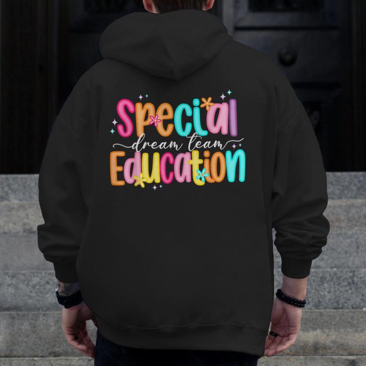 Color Special Education Squad Groovy Dream Team SPED Teacher Men Zip Up Hoodie Back Print, Groovy Teacher Gifts, funny design