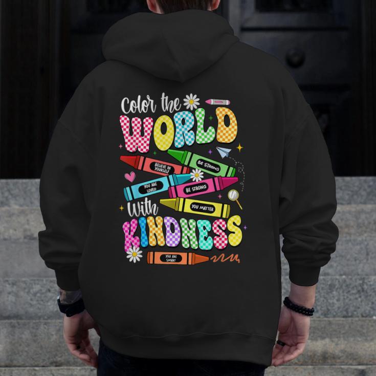 Color The World With Kindness Teacher Back To School Men Zip Up Hoodie Back Print, funny design
