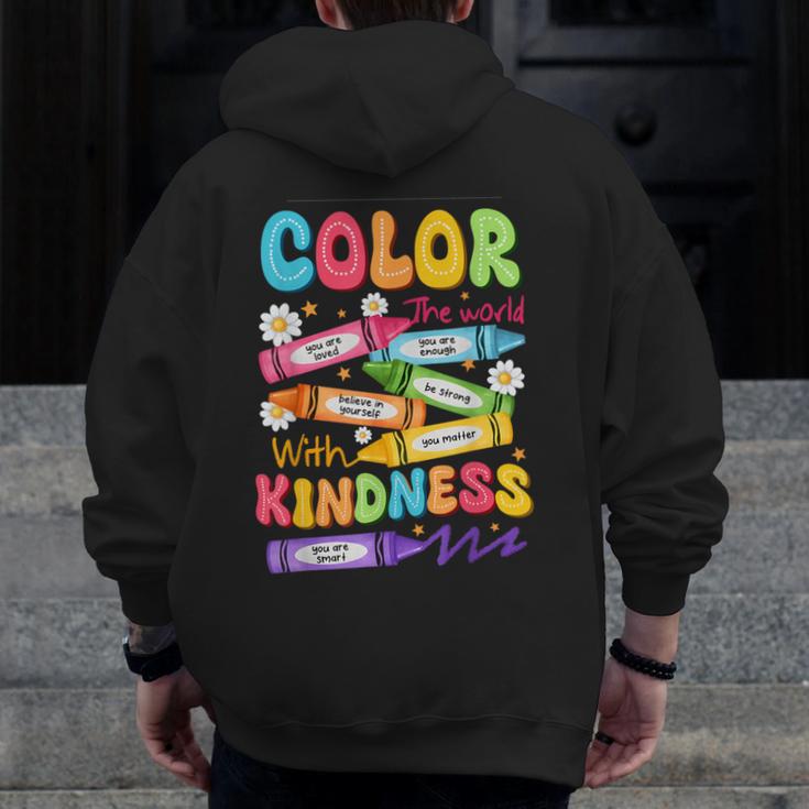 Color The World With Kindness Teachers Back To School Men Zip Up Hoodie Back Print, funny design Color The World With Kindness Teachers Back To School Men Zip Up Hoodie Back Print, funny design