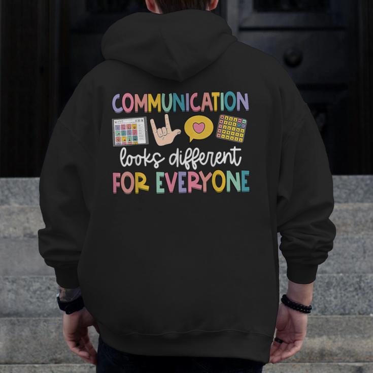 Communication Looks Different Tee Shirt Kids -Adults Teacher Animal Print Small Short Sleeve Classic Fit Crew Neck Polyester 100 Men Zip Up Hoodie Back Print, funny design