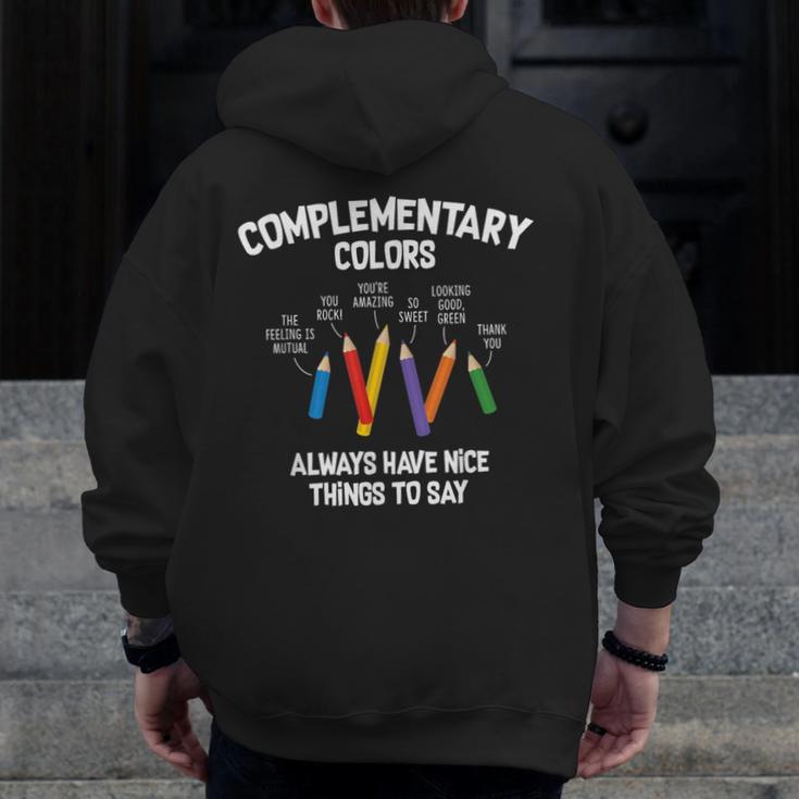 Complementary Colors Art Teacher Pun Shirt Men Zip Up Hoodie Back Print, funny design