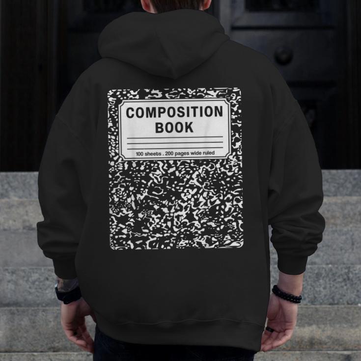 Composition Book Notebook Teachers Matching Group Halloween Men Zip Up Hoodie Back Print, funny design