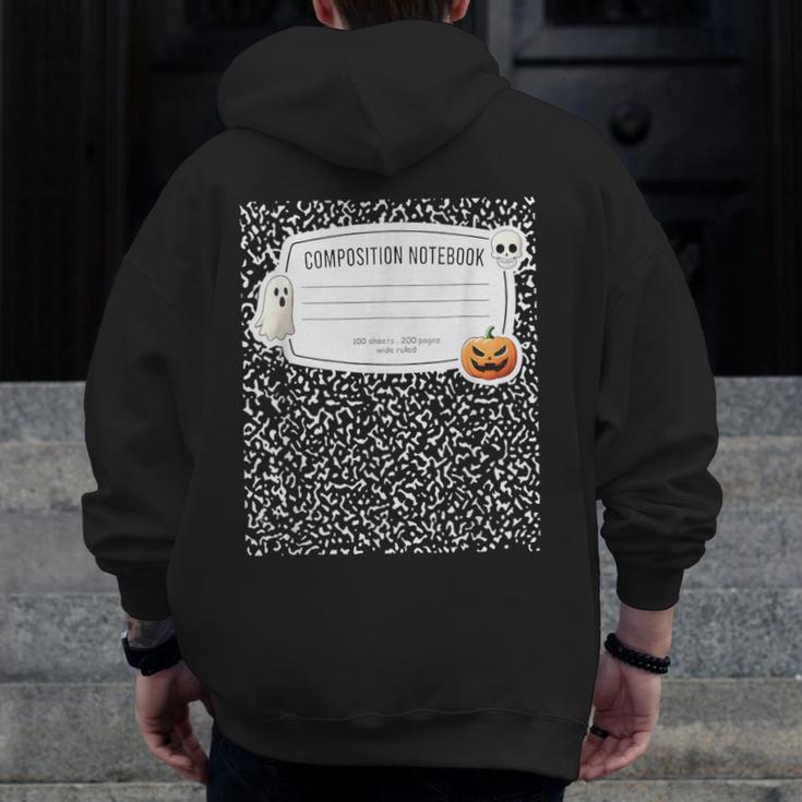 Composition Notebook Costume Adult Halloween For Teacher Men Zip Up Hoodie Back Print, funny design