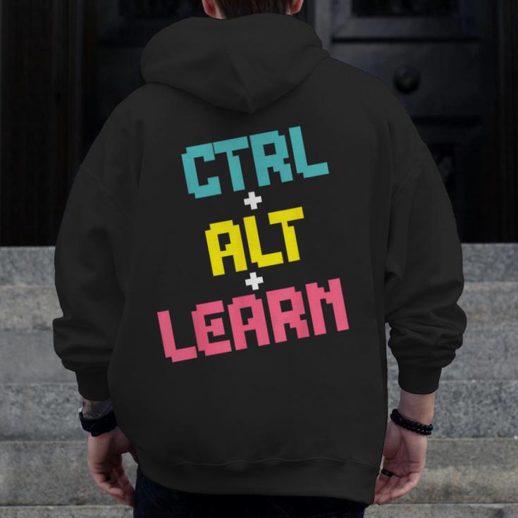 Computer Teacher Back To School Kids Ctrl Alt Learn Men Zip Up Hoodie Back Print, funny design