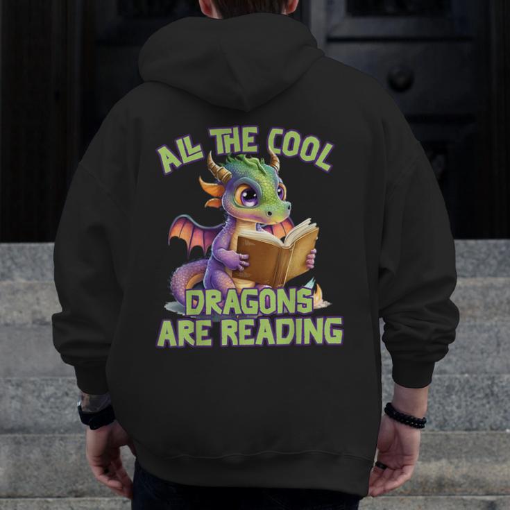 All The Cool Dragons Are Reading Dragon Teacher Men Zip Up Hoodie Back Print, funny design