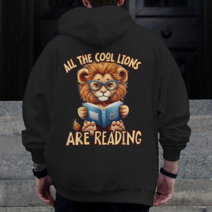 All The Cool Lions Are Reading Lion Teacher Men Women Kids Men Zip Up Hoodie Back Print, funny design All The Cool Lions Are Reading Lion Teacher Men Women Kids Men Zip Up Hoodie Back Print, funny design