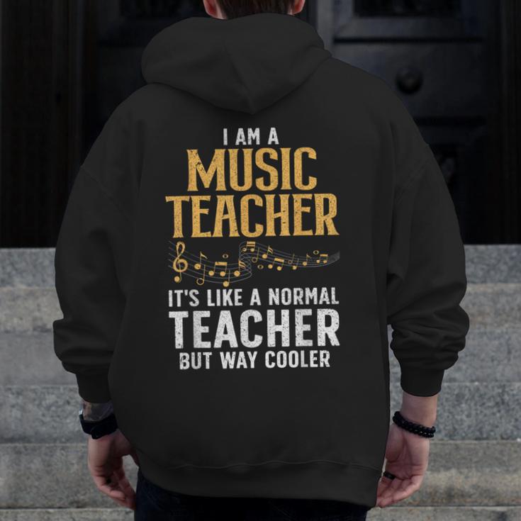 Cool Music Teacher Art For Men Women School Orchestra Coach Men Zip Up Hoodie Back Print, funny design