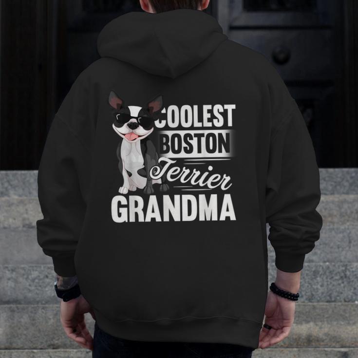 Coolest Boston Terrier Grandma Dog Men Zip Up Hoodie Back Print, funny design