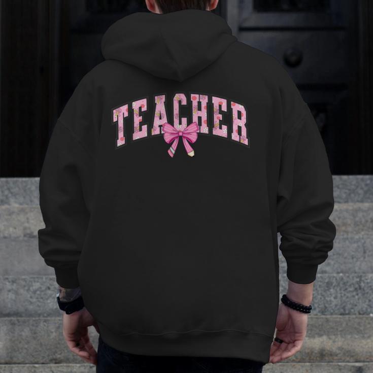 Coquette Bow Back To School First Day Teacher Men Zip Up Hoodie Back Print, funny design Coquette Bow Back To School First Day Teacher Men Zip Up Hoodie Back Print, funny design
