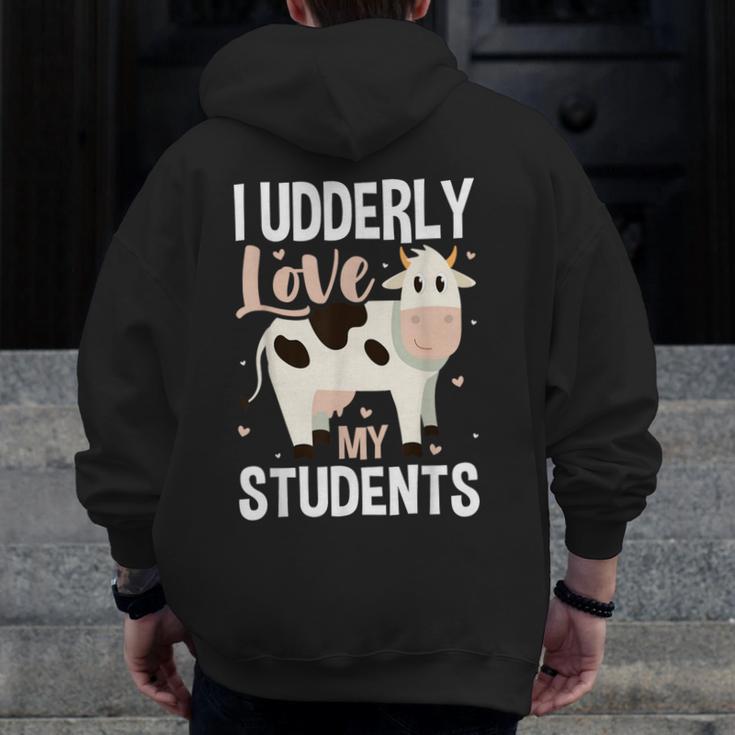 Cow Teacher Lover Men Zip Up Hoodie Back Print, funny design Cow Teacher Lover Men Zip Up Hoodie Back Print, funny design