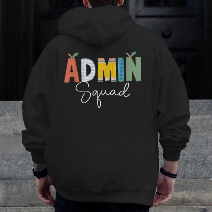 Cute Admin Squad Crew Team Back To School Teacher For Men Women Men Zip Up Hoodie Back Print, funny design Cute Admin Squad Crew Team Back To School Teacher For Men Women Men Zip Up Hoodie Back Print, funny design