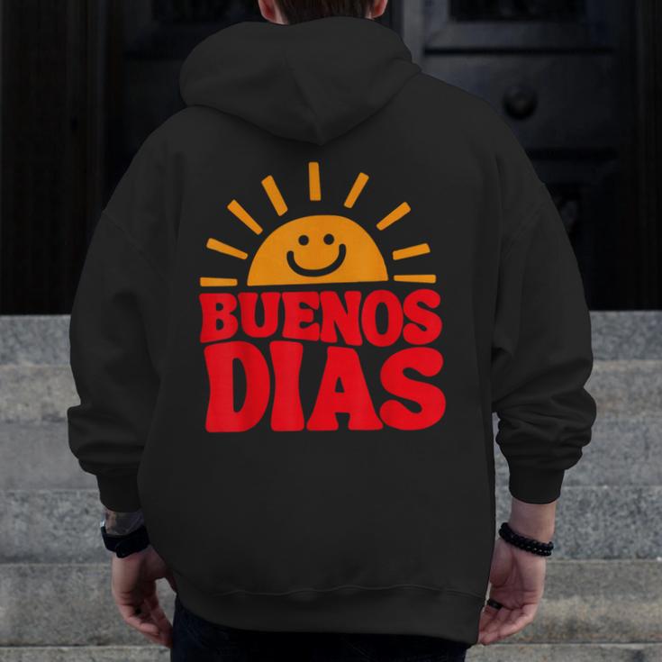 Cute Bilingual Spanish Teacher Buenos Dias Sunshine Men Zip Up Hoodie Back Print, funny design Cute Bilingual Spanish Teacher Buenos Dias Sunshine Men Zip Up Hoodie Back Print, funny design