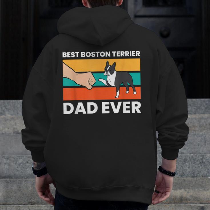 Cute Boston Terrier Best Boston Terrier Dad Ever Men Zip Up Hoodie Back Print, Couple Gifts, Boston Terrier Dad Gifts, funny design