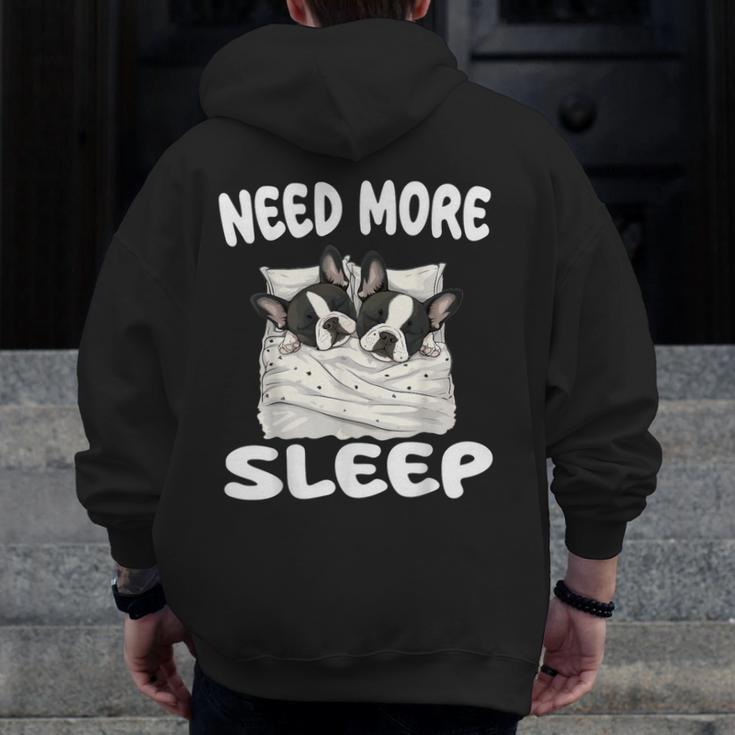 Cute Boston Terrier Need More Sleep Pajamas Nightgown Men Zip Up Hoodie Back Print, funny design
