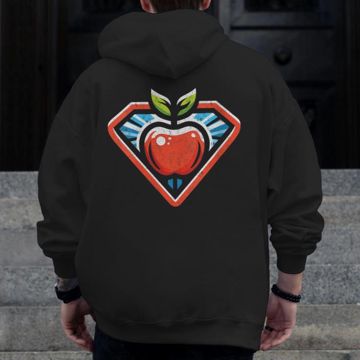 Cute Distressed Super Teacher Superhero Apple Men Zip Up Hoodie Back Print, Super Teacher Gifts, funny design Cute Distressed Super Teacher Superhero Apple Men Zip Up Hoodie Back Print, Super Teacher Gifts, funny design