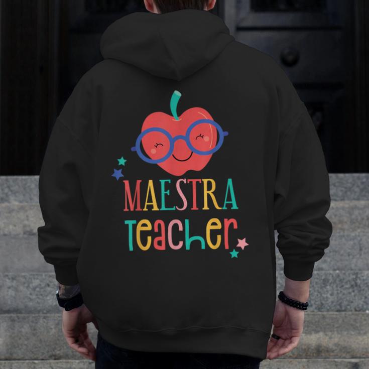 Cute Maestra Teacher Men Zip Up Hoodie Back Print, funny design Cute Maestra Teacher Men Zip Up Hoodie Back Print, funny design