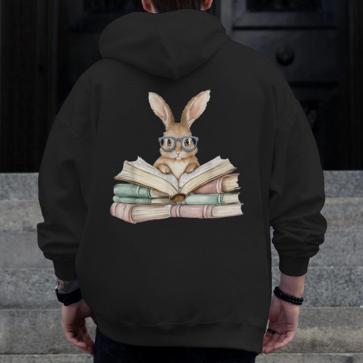 Cute Reading Bunny Glasses Books Bookworm Reader Teacher Men Zip Up Hoodie Back Print, funny design Cute Reading Bunny Glasses Books Bookworm Reader Teacher Men Zip Up Hoodie Back Print, funny design