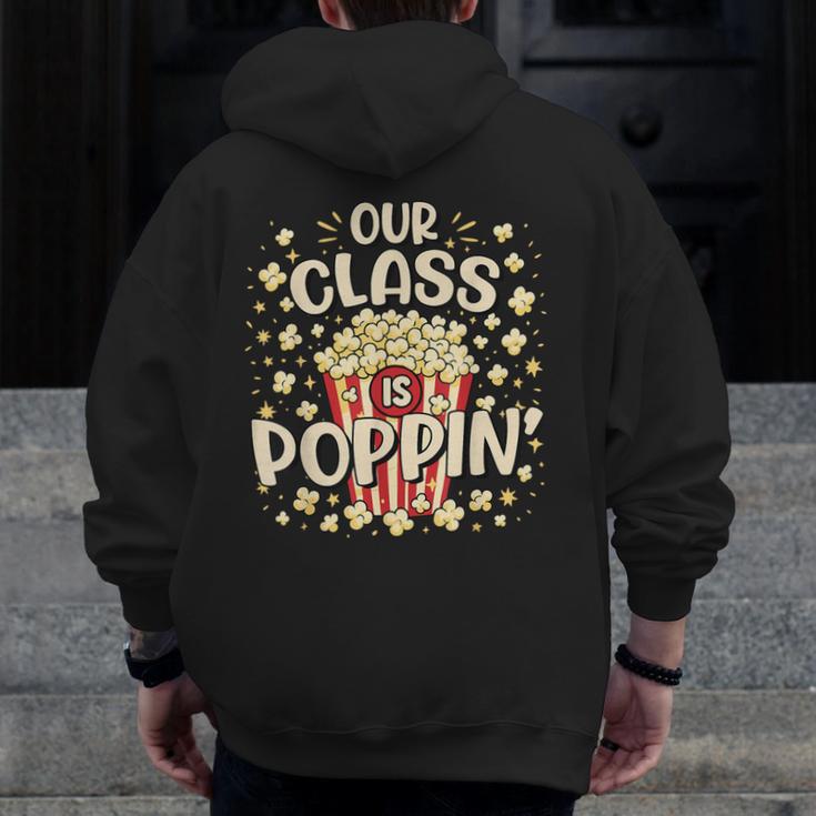 Cute Teacher Popcorn Day Men Zip Up Hoodie Back Print, funny design Cute Teacher Popcorn Day Men Zip Up Hoodie Back Print, funny design