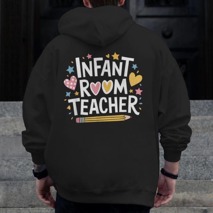 Daycare Provider Toddler Teaching Infant Room Teacher Men Zip Up Hoodie Back Print, funny design