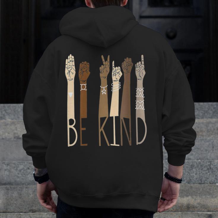 Deaf Be Kind Sign Language Hand Talking Teachers Interpreter Men Zip Up Hoodie Back Print, funny design Deaf Be Kind Sign Language Hand Talking Teachers Interpreter Men Zip Up Hoodie Back Print, funny design