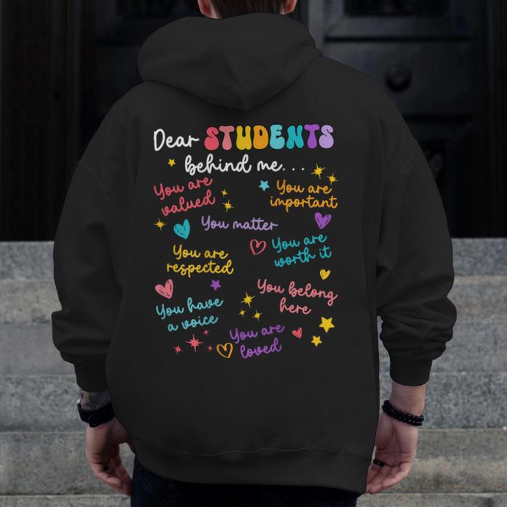 Dear Student Behind Me Teacher Appreciation Back To School Men Zip Up Hoodie Back Print, funny design Dear Student Behind Me Teacher Appreciation Back To School Men Zip Up Hoodie Back Print, funny design